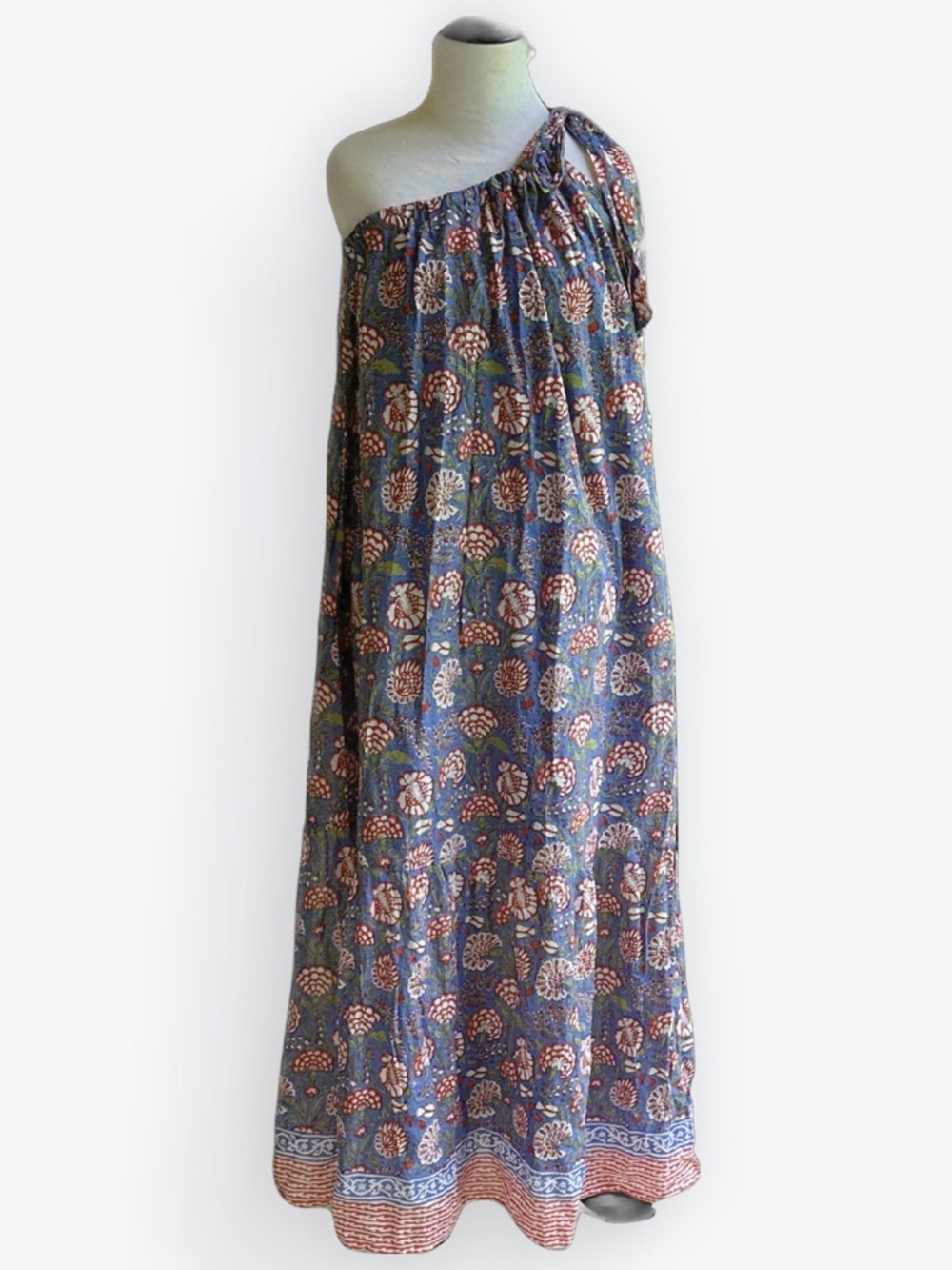 Boho Ruffle French Girl Chic Romantic Floral One Shoulder “Joanna” Midi Dress ~S